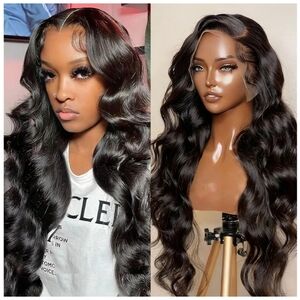 Body Wave Lace Front Wigs Human Hair Pre Plucked 13x4 HD Black 22"
